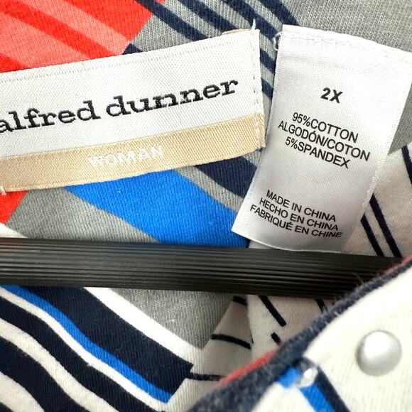 Alfred Dunner Plus Size 2X Red White Blue Artsy Blouse Shirt Top Summer Comfy - Picture 4 of 7